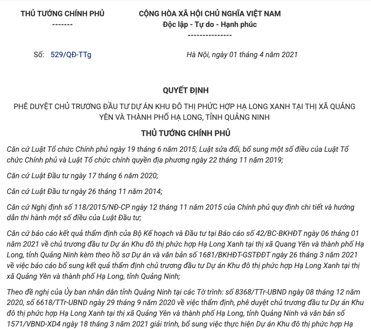 Tổng quan pháp lý Vinhomes Hạ Long Xanh